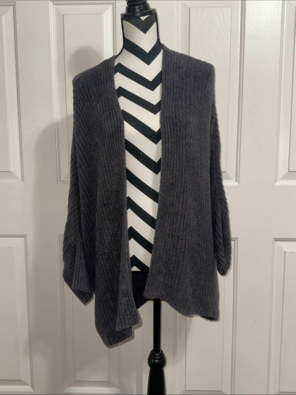 Barefoot Dreams Open-Front Shrug Cardigan Sweater in Carbon